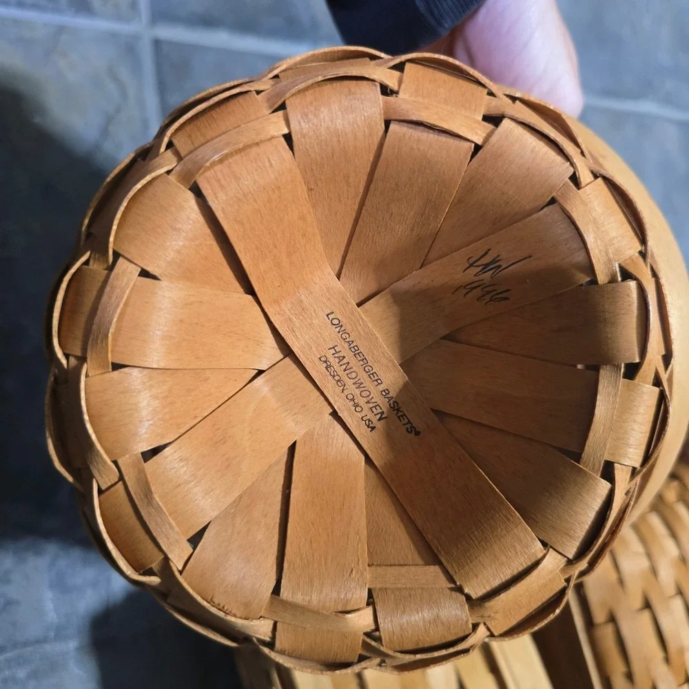Longaberger Basket Lot 9pc Mixed Sizes Brown Vintage Handwoven Maple Wood Decor